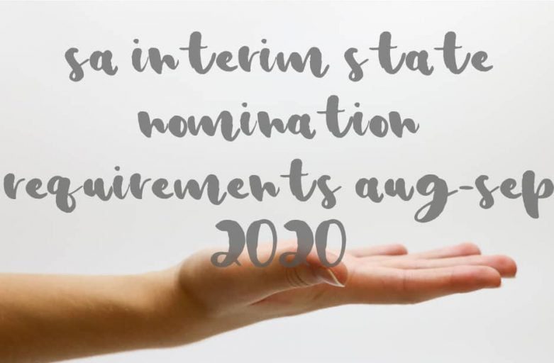 SA Interim State Nomination Requirements Aug Sep 2020 hand palm up